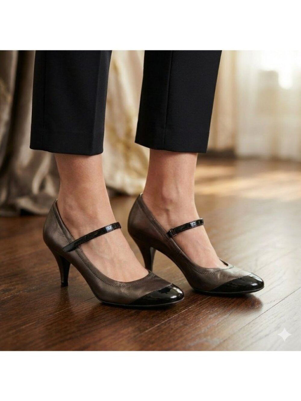 Prada Calzature Donna Mary Jane Heels Graphite Black Strappy Womens Size 39.5